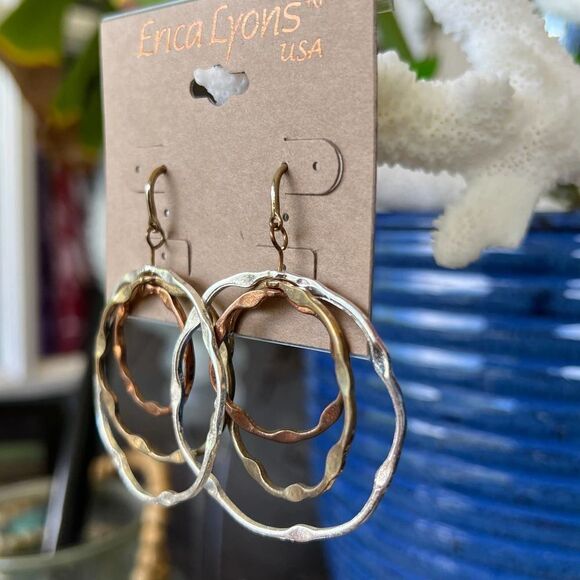 Silver Gold Copper Dangle Circles Erica Lyons - Picture 5 of 9